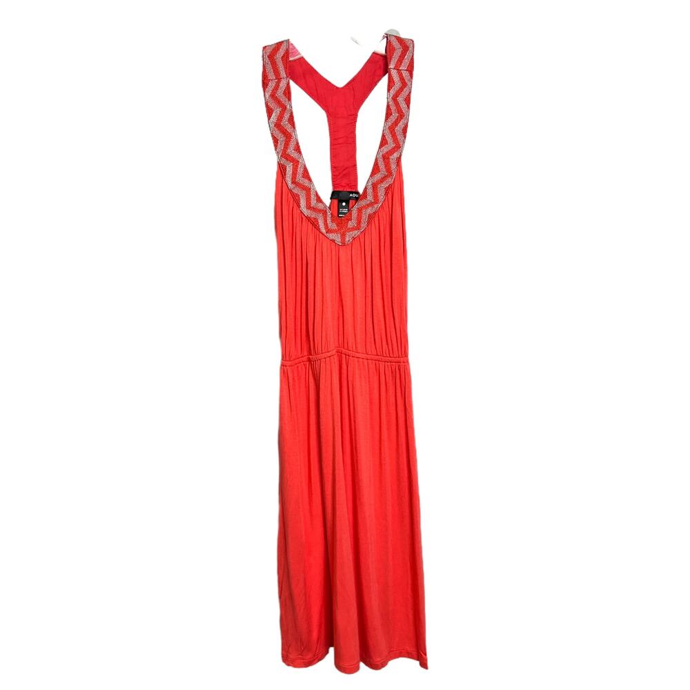 Aqua Midi Dress S Boho Orange Boho Festival Chevron Sleeveless Beach Sexy Hippie